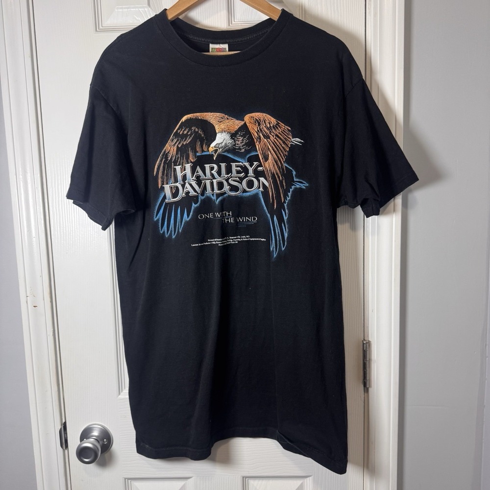 Vintage Harley-Davidson One With The Wind Eagle XL T-Shirt 1996 Black